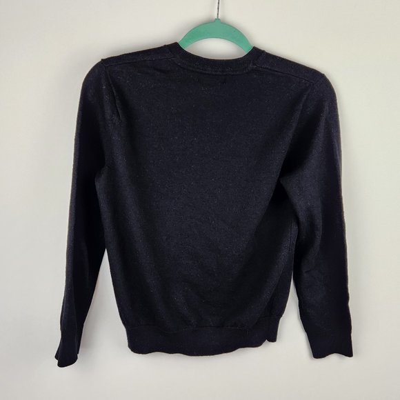 Banana Republic Factory Black 100% Merino Wool V-Neck Sweater sz S - Picture 2 of 4